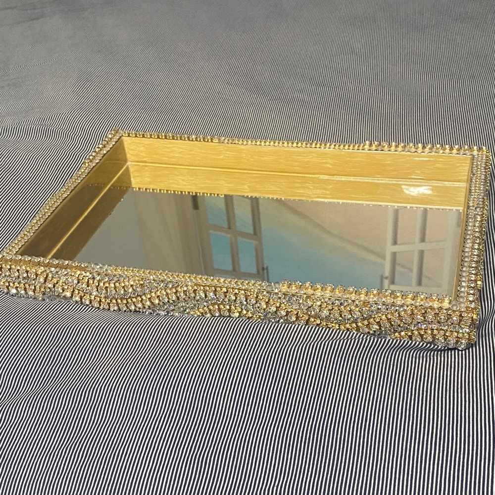 Swarovski Elegant Gold and Silver Mirrored Tray by Mike & Ally